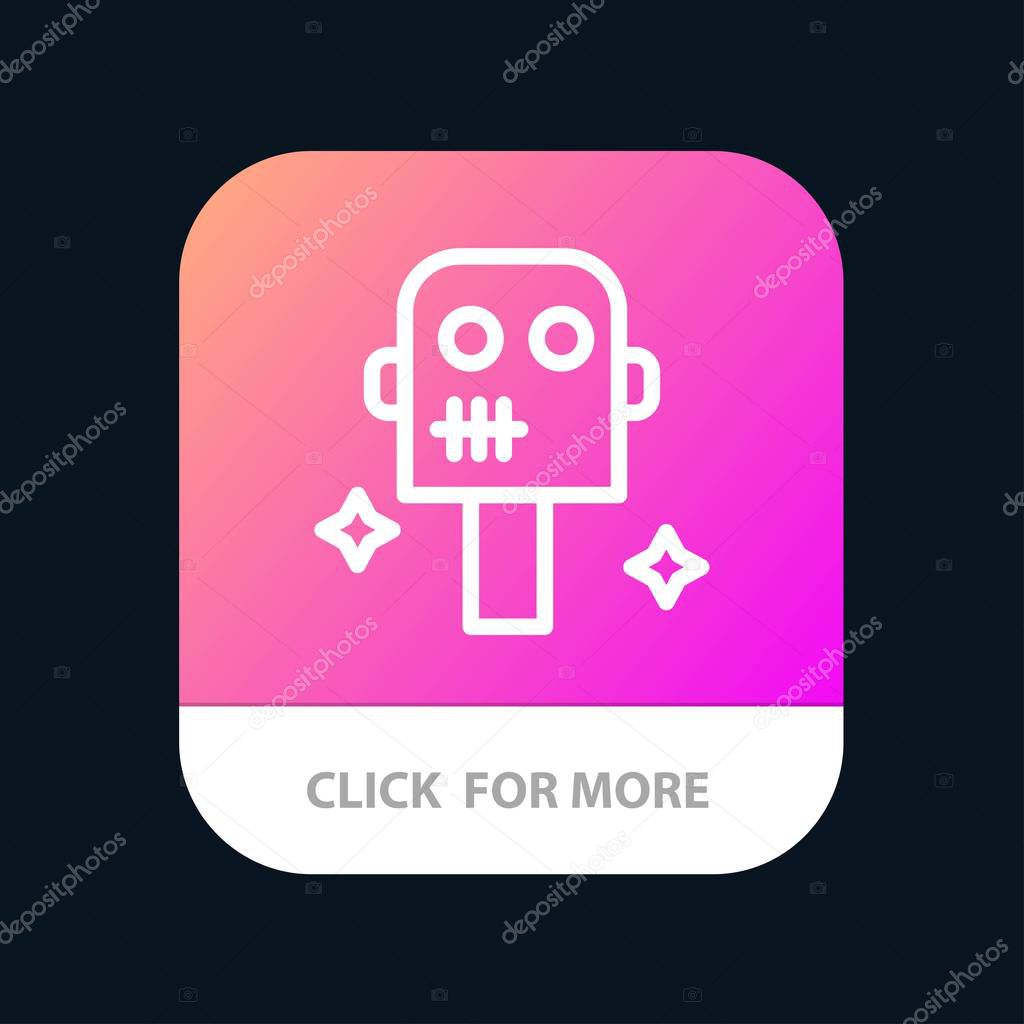 Space, Suit, Robot Mobile App Button. Android and IOS Line Versi