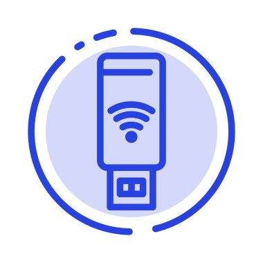 Usb, Wifi, Servis, Sinyal Mavi Noktalı Çizgi Simgesi