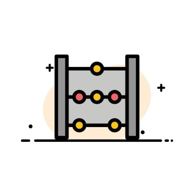 Abacus, Eğitim, Matematik İş Düz Çizgi Dolu Simge Vektör Afiş Şablonu