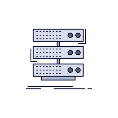 sunucu, depolama, raf, veritabanı, veri Düz Renk Simge Vektör