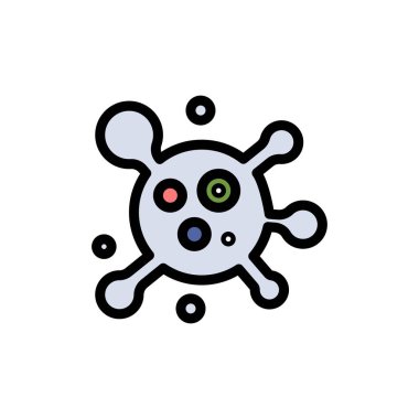 Atom, molekül, bilim yassı renk simgesi. Vektör simgesi afiş Tem