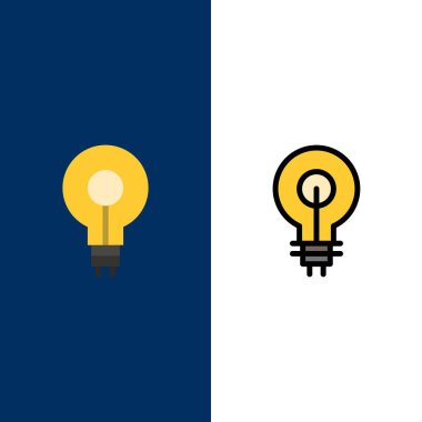 Ampul, parlaklık, fikir, anlayış, ilham verici simgeler. Düz ve Satır Dizini