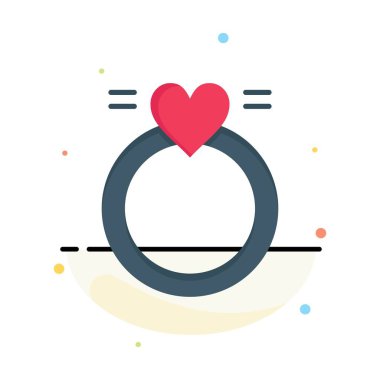 Yüzük, Evlilik, Aşk, Düğün Soyut Düz Renk Simgesi Şablon