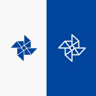 Bahar, Rüzgar, Yel Değirmeni Hattı ve Glyph Solid simgesi Mavi afiş Lin