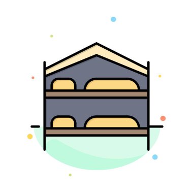 Yatak, Yatak Odası, Hizmet, Otel Soyut Düz Renk Simgesi Şablon