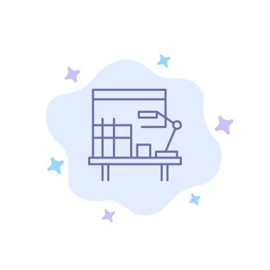 İş yeri, Masa, ofis, soyut bulut backg tablo mavi simgesi