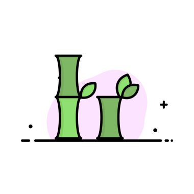 Bambu, Çin, Çin İş Logo Şablonu. Düz Renk
