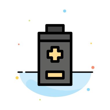 Pil, Eksi, Artı Soyut Düz Renk Simgesi Şablonu