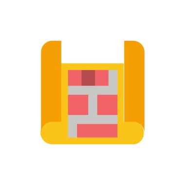 Harita, İnşaat, Bina Düz Renk Simgesi. Vektör simgesi afiş