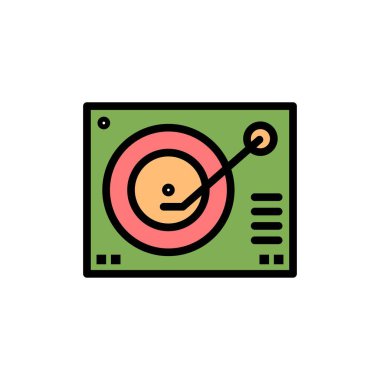 Deck, Aygıt, Fonograf, Oyuncu, Kayıt Düz Renk Simgesi. Vecto