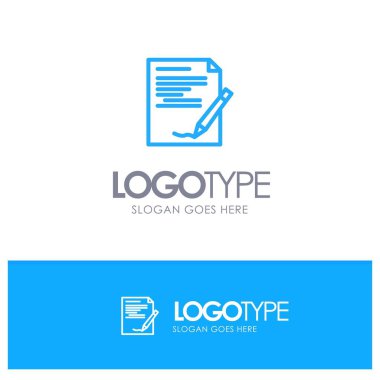 Anlaşma, Kağıt, Belge, Not, Rapor Mavi anahat Logo ile 