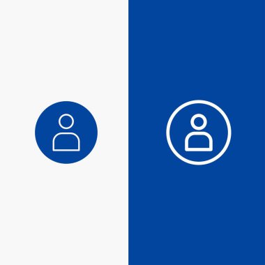 Man, Worker, Basic, Ui Line ve Glyph Solid ikonu Blue Banner Lin