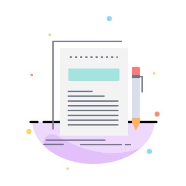 İş, belge, dosya, kağıt, sunum düz renk simgesi ve