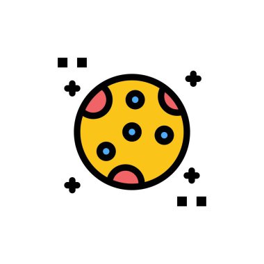 Astronomi, Ay, Uzay Düz Renk Simgesi. Vektör simgesi afiş Temp