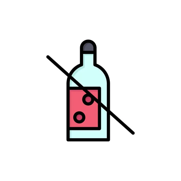 Alkohol, Flasche, verboten, nein, Whiskey flache Farbe Symbol. Vektor — Stockvektor