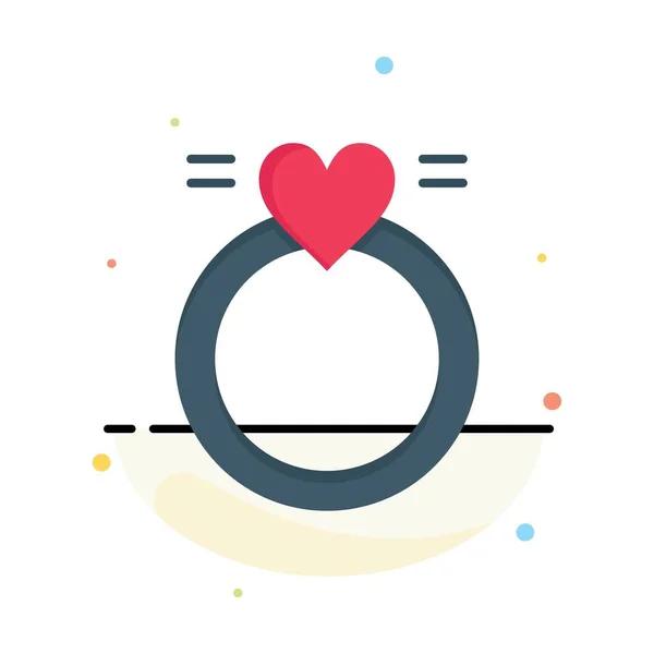 Ring, Marriage, Love, Wedding Abstract Flat Color Icon Template — Stock Vector