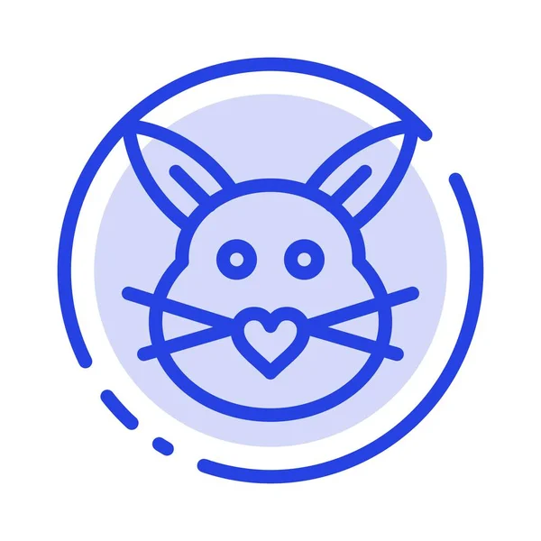 Conejo, Conejo, Amor, Lindo, Pascua Azul Línea de puntos icono — Archivo Imágenes Vectoriales