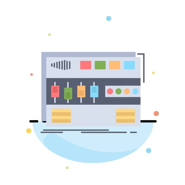 Áudio, masterização, módulo, montagem em rack, som Flat Color Icon Vecto — Vetor de Stock