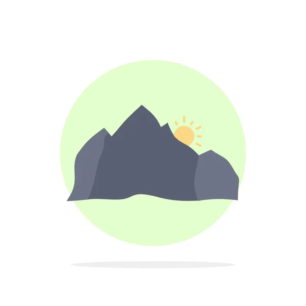 Hill, paisagem, natureza, montanha, cena Flat Color Icon Vector — Vetor de Stock