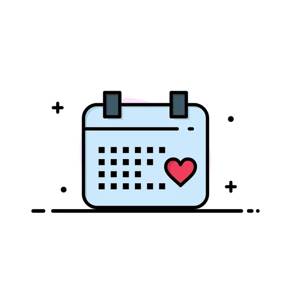 Calendar, Day, Love, Wedding  Business Flat Line Filled Icon Vec — Stock Vector