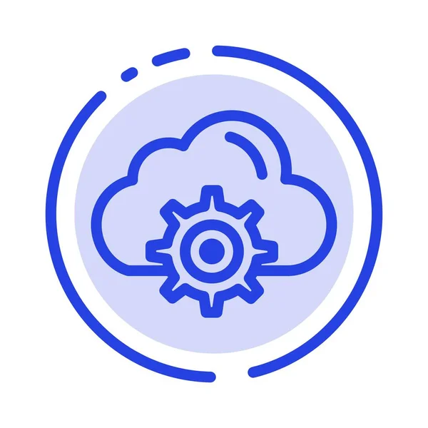 Cloud, Setting, Gear, Computing Blue Dotted Line Icon — стоковый вектор