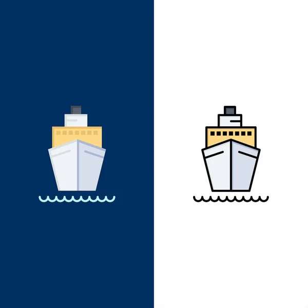 Bateau, navire, transport, icônes de navire. Icône remplie de plat et de ligne — Image vectorielle