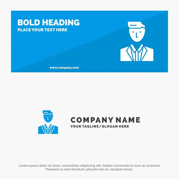 Boss, Ceo, Head, Leader, Mr Solid Icon Website Banner et Busine — Image vectorielle