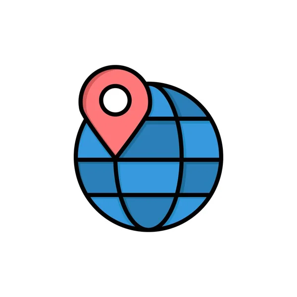 場所、地図、地球儀、インターネットフラットカラーアイコン。ベクトルアイコン禁止 — ストックベクタ