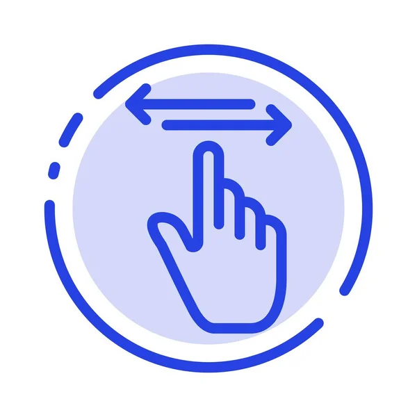 Ujj, gesztusok, kéz, bal, jobb kék szaggatott vonal ikon — Stock Vector