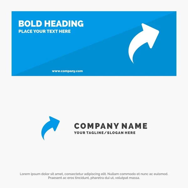 Flecha, arriba, derecho SOlid icono sitio web Banner y logotipo de la empresa Tem — Vector de stock