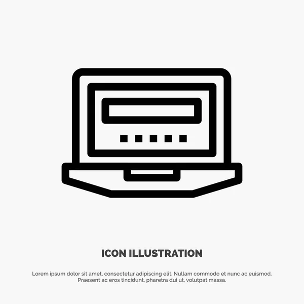 Laptop, počítač, hardware, ikona vektorové čáry vzdělávání — Stockový vektor