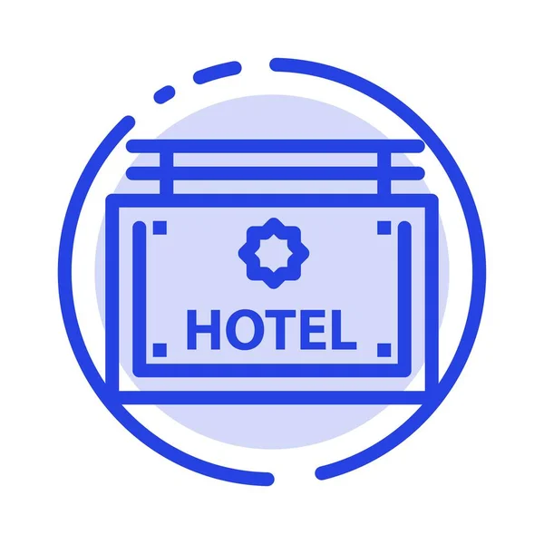 Hotel, Sign, Board, Direction Blue Dotted Line Line Icon — Stock Vector