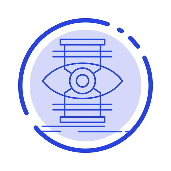 Eye, Succès, Focus, Optimiser l'icône de ligne à pointillés bleus — Image vectorielle