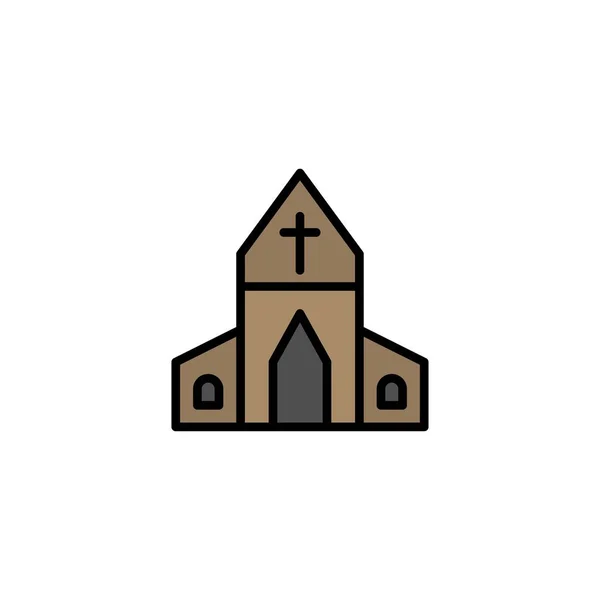 Iglesia, Casa, Pascua, Cross Business Logo Template. Color plano — Archivo Imágenes Vectoriales