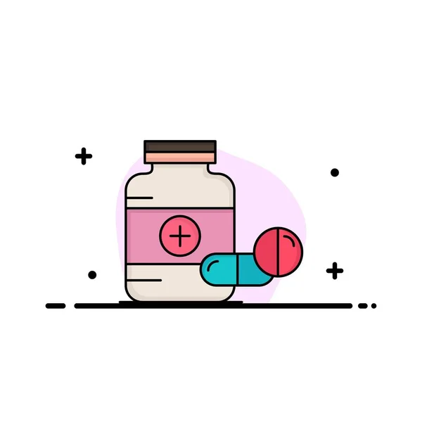 Лекарства, таблетки, капсулы, лекарства, таблетки Плоский цвет иконки вектор — стоковый вектор