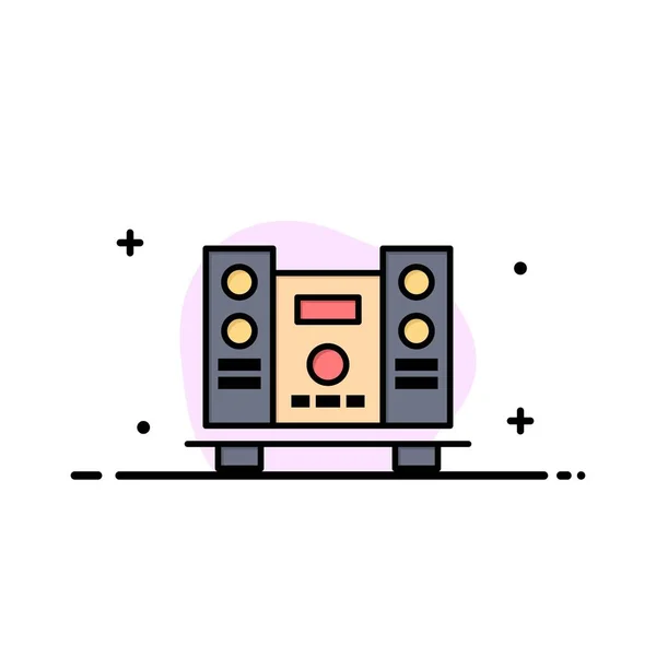 Woofer, Loud, Speaker, Music  Business Flat Line Filled Icon Vec — Stok Vektör