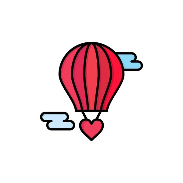 Balão voador, Balão quente, Amor, Ícone de cor plana Valentine. V — Vetor de Stock