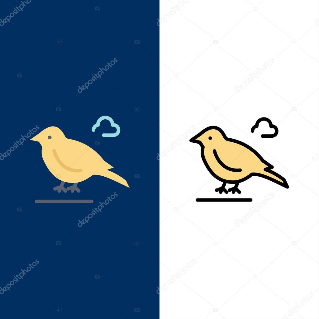 Bird, British, Small, Sparrow  Icons. Flat and Line Filled Icon 