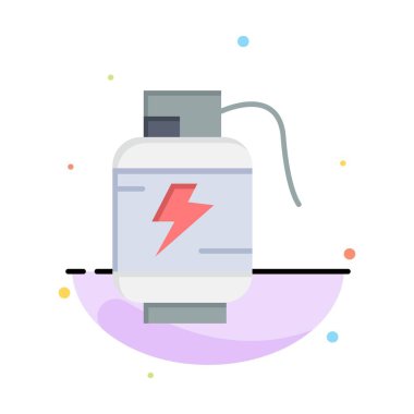 Akümülatör, Pil, Güç, Şarj Soyut Düz Renk Simgesi Tem