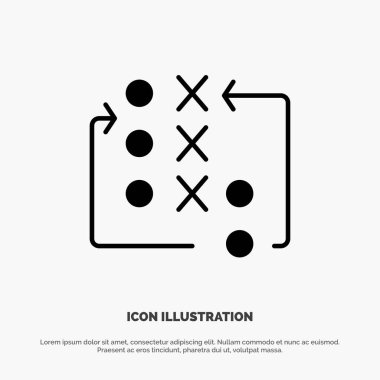 Oyun, Hareket, Strateji, Taktik, Taktik katı Glyph Icon vektör