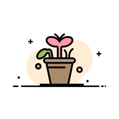 Büyüme, Yaprak, Bitki, Bahar İş Düz Hat Dolgulu Simge Vektör