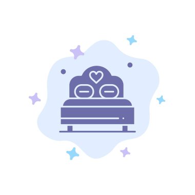 Soyut Bulut Arka Plan Üzerinde Yatak, Aşk, Kalp, Düğün MaviSi Simgesi