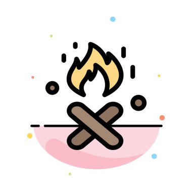 Yangın, Yangın Yeri, Kanada Soyut Düz Renk Simgesi Şablonu