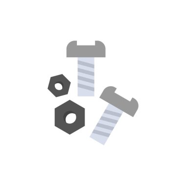 Cıvata, somun, vida, araçlar düz renk simgesi. Vektör simgesi afiş Tem