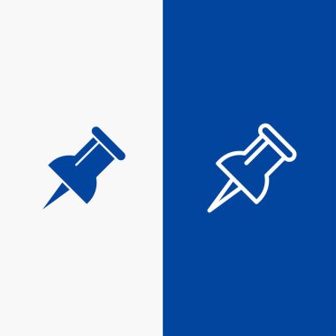 Marker, Pin Line ve Glyph Solid simgesi Mavi afiş Hattı ve Glyph