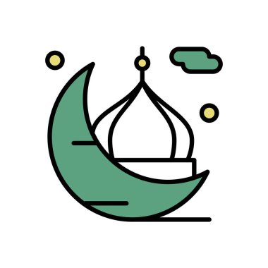 Ramazan simgeleri. Müslüman İslam dua ve ramazan kareem ince çizgi 