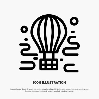 Hava, Airdrop, tur, seyahat, balon Line Icon Vector
