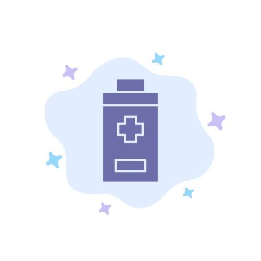 Soyut Bulut Arka Planında Pil, Eksi, Artı Mavi Simge