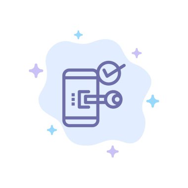 Anahtar, Kilit, Mobil, Açık, Telefon, Soyut C'de Güvenlik Mavisi Simgesi