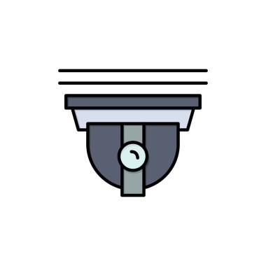 Kamera, güvenlik, güvenli, cam düz renk simgesi. Vektör simgesi Bann